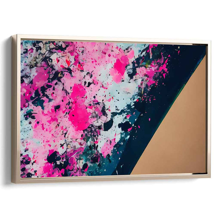 Splattered Elegance: Pink and Black Abstract Canvas Art