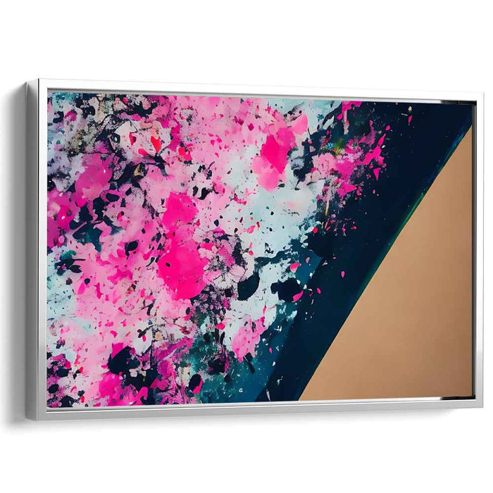 Splattered Elegance: Pink and Black Abstract Canvas Art