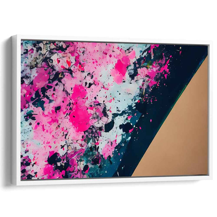 Splattered Elegance: Pink and Black Abstract Canvas Art