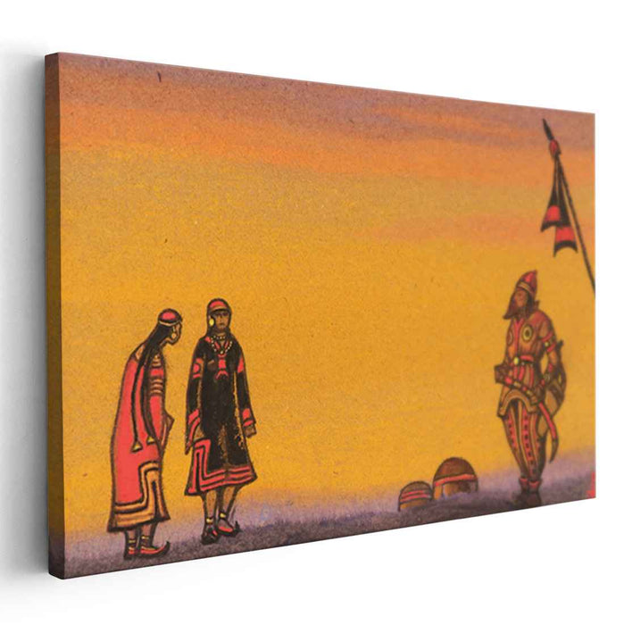 Polovets and girls (1943) by Nicholas Roerich