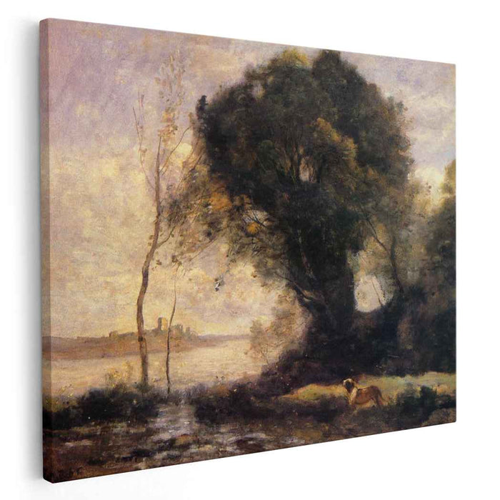 Pond with Dog (1860) by Camille Corot