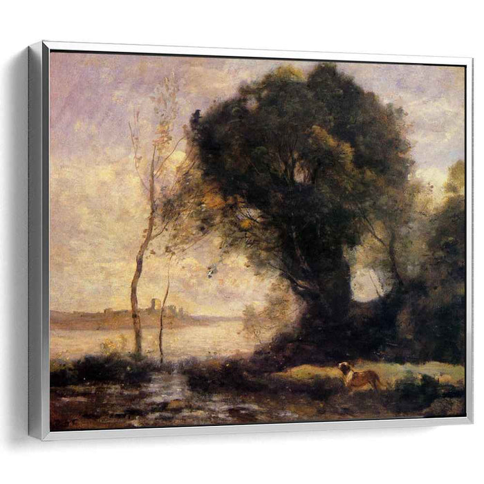 Pond with Dog (1860) by Camille Corot