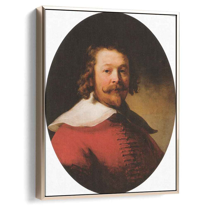 Portrait of a bearded man, bust length, in a red doublet by Rembrandt