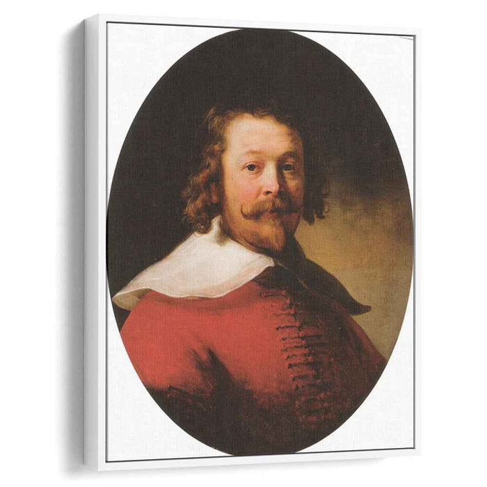 Portrait of a bearded man, bust length, in a red doublet by Rembrandt