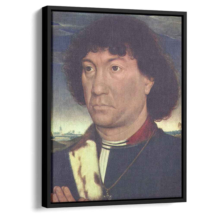 Portrait of a Man at Prayer before a Landscape (1480) by Hans Memling