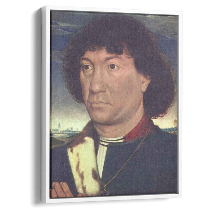 Portrait of a Man at Prayer before a Landscape (1480) by Hans Memling