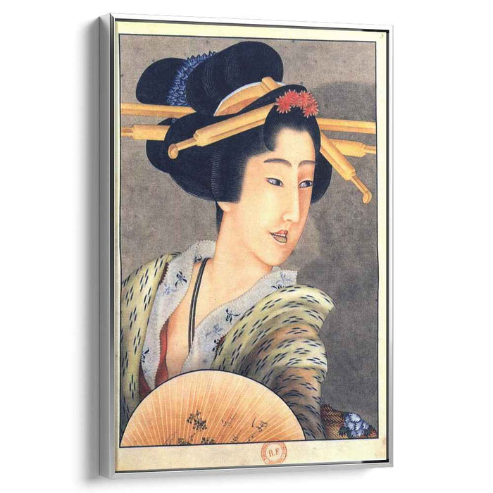 Portrait of a woman holding a fan by Katsushika Hokusai