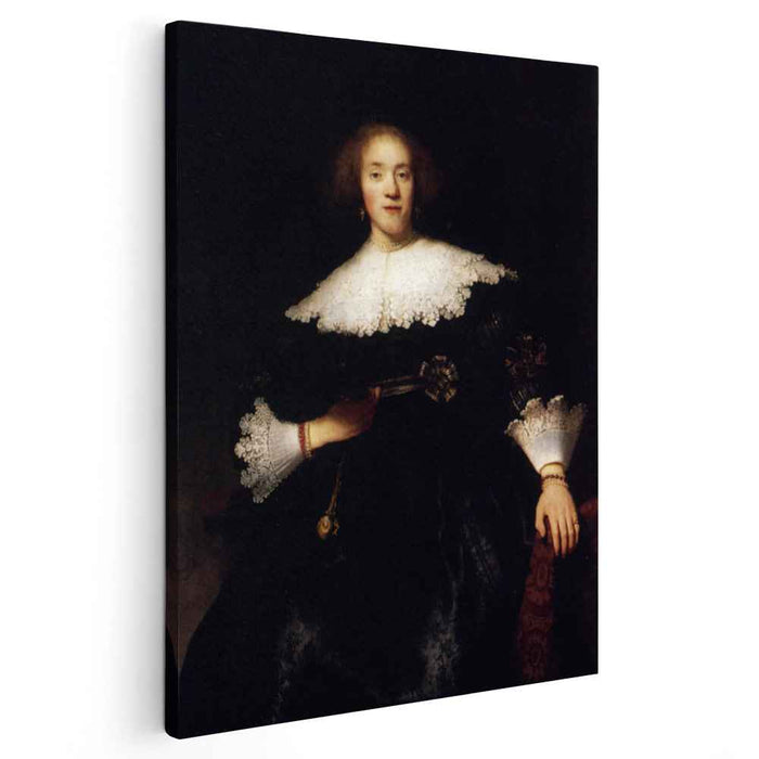 Portrait Of A Young Woman With A Fan (1633) by Rembrandt