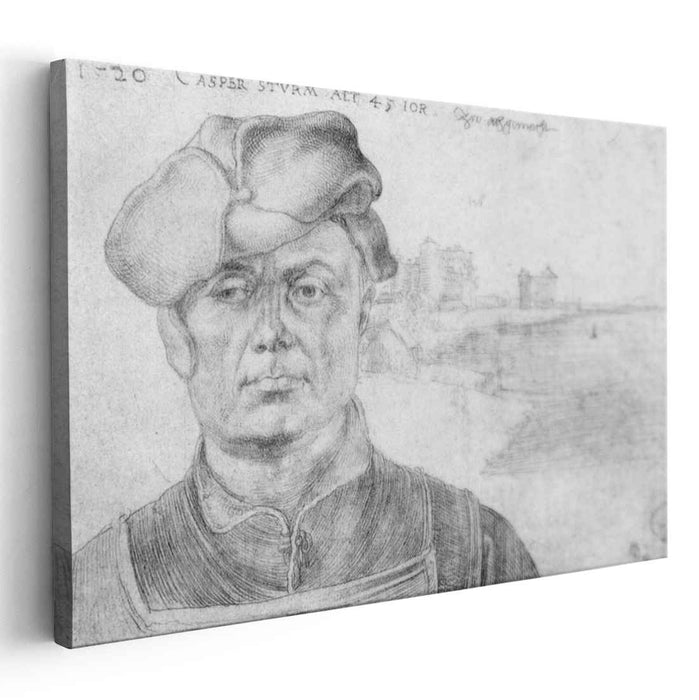 Portrait of Caspar tower and a river landscape (1520) by Albrecht Durer