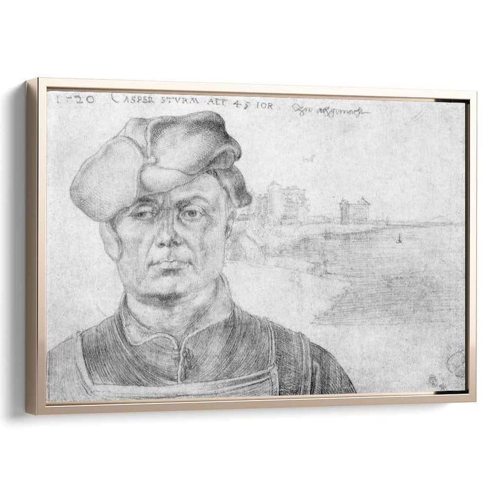 Portrait of Caspar tower and a river landscape (1520) by Albrecht Durer