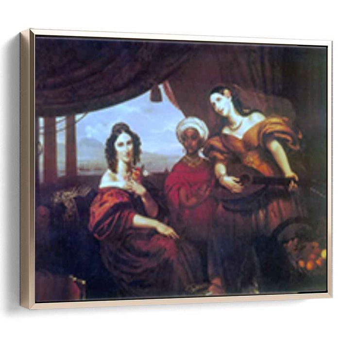 Portrait of Countess Maria Alexandrovna Pototskaya, Countess Sofya Alexandrovna Shuvalova with a mandolin and an Ethiopian girl by Orest Kiprensky