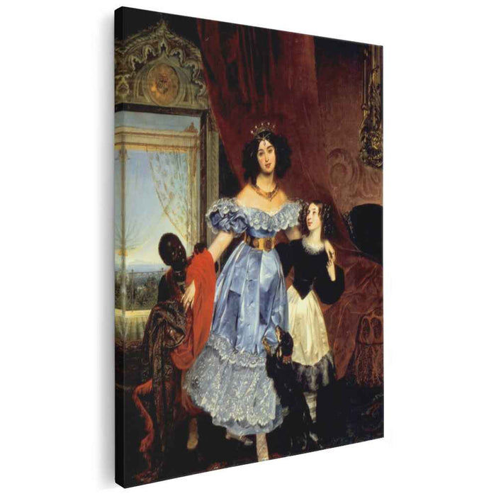 Portrait of Julia Samoylova with Giovannina Pacini and black boy by Karl Bryullov