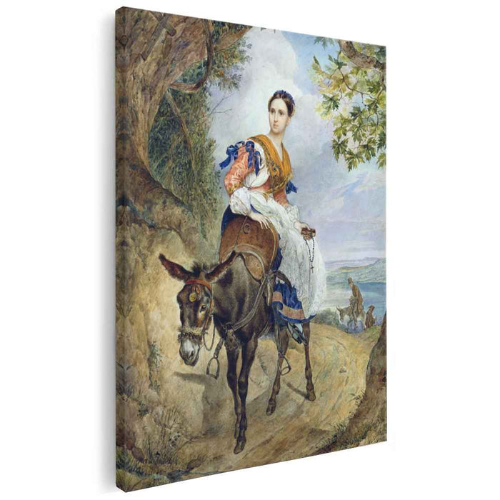 Portrait of O. P. Ferzen on a Donkeyback (1835) by Karl Bryullov