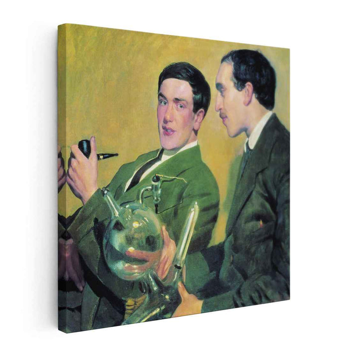 Portrait of Peter Kapitza and Nikolai Semyonov (1921) by Boris Kustodiev