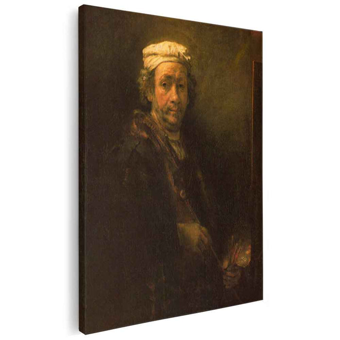 Portrait of the Artist at His Easel, detail of the face by Rembrandt