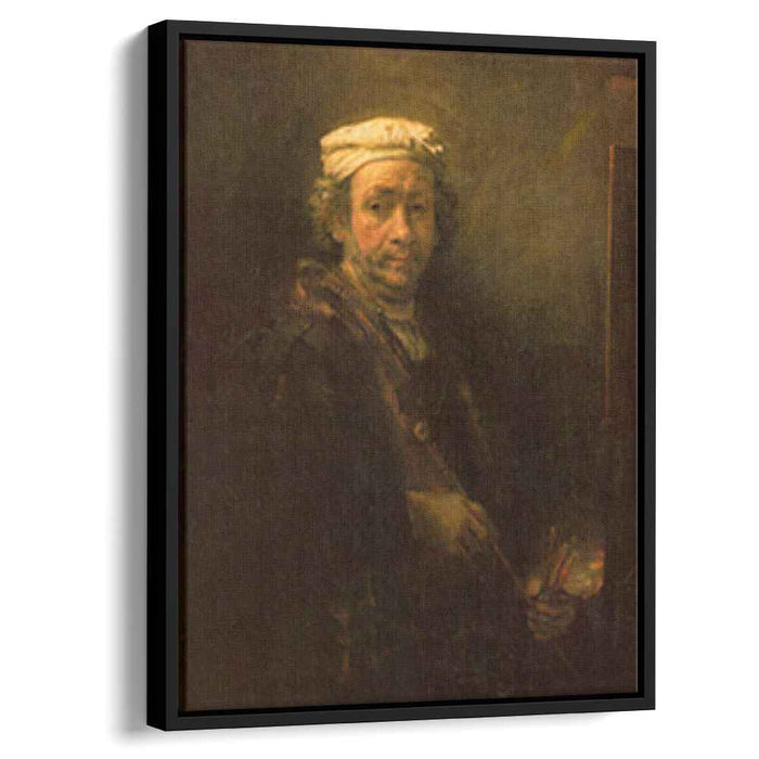 Portrait of the Artist at His Easel, detail of the face by Rembrandt