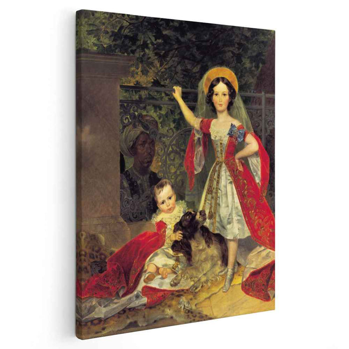 Portrait of Volkonskis Children with Blackamoor (1843) by Karl Bryullov