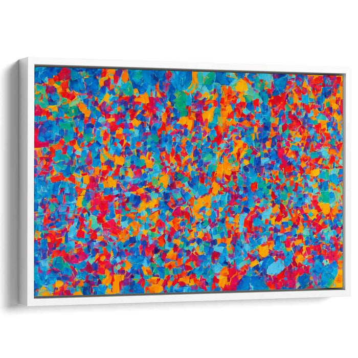 Vibrancy Speckled Nexus: Energetic Abstract Pointillist Canvas Art Print