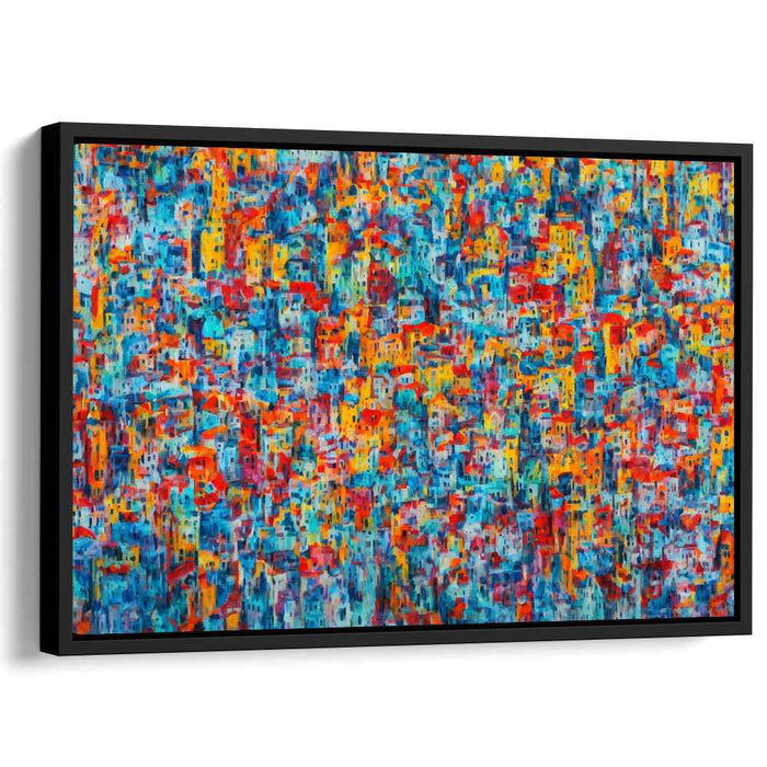 Energetic Urban Mosaic: Abstract Cityscape in Vibrant Hues