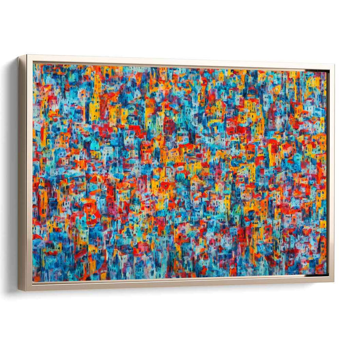 Energetic Urban Mosaic: Abstract Cityscape in Vibrant Hues