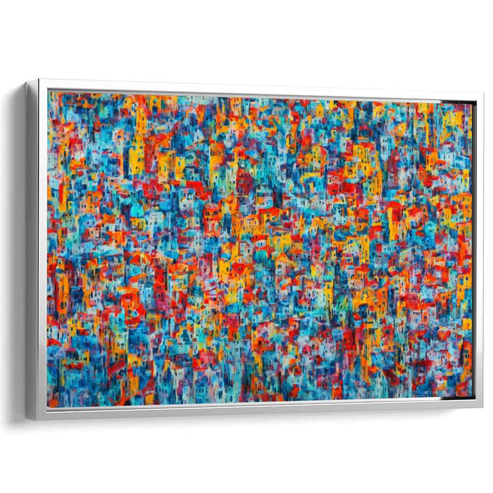 Energetic Urban Mosaic: Abstract Cityscape in Vibrant Hues