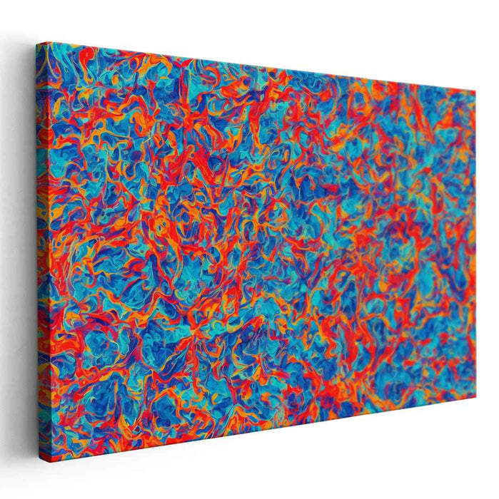 Vivid Ocean Dance: Abstract Expressionist Blue and Orange Canvas Art Print
