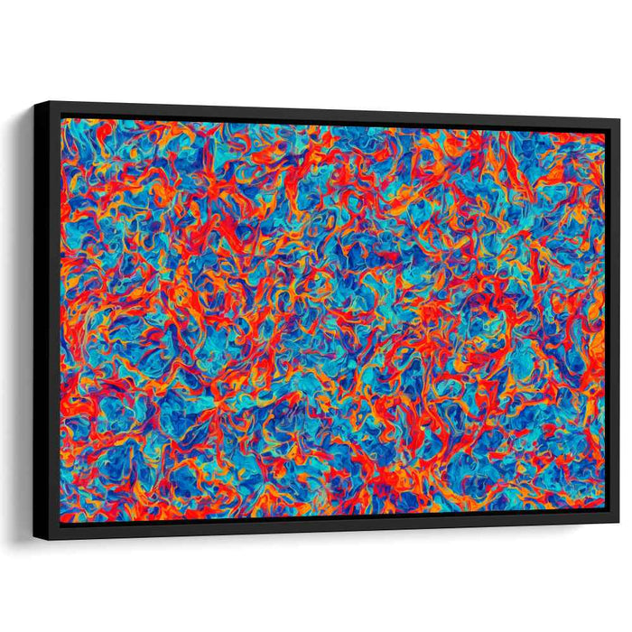 Vivid Ocean Dance: Abstract Expressionist Blue and Orange Canvas Art Print
