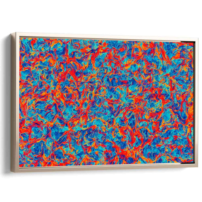 Vivid Ocean Dance: Abstract Expressionist Blue and Orange Canvas Art Print