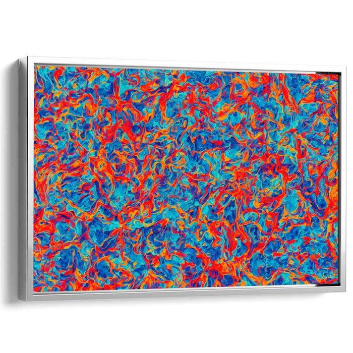 Vivid Ocean Dance: Abstract Expressionist Blue and Orange Canvas Art Print