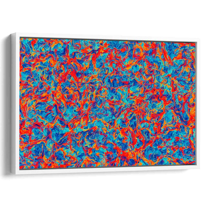 Vivid Ocean Dance: Abstract Expressionist Blue and Orange Canvas Art Print