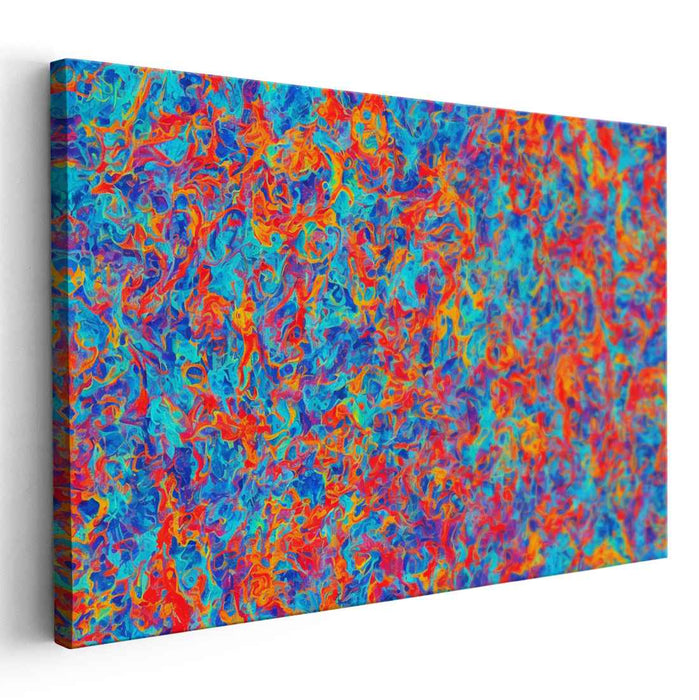 Blue Rhapsody of Elements: Abstract Expressionist Symphony in Blue and Orange Canvas Art Print