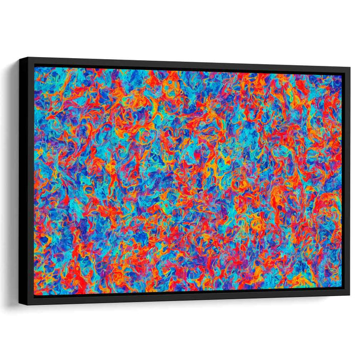 Blue Rhapsody of Elements: Abstract Expressionist Symphony in Blue and Orange Canvas Art Print