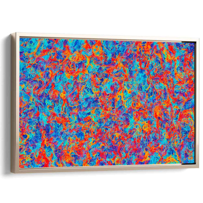 Blue Rhapsody of Elements: Abstract Expressionist Symphony in Blue and Orange Canvas Art Print