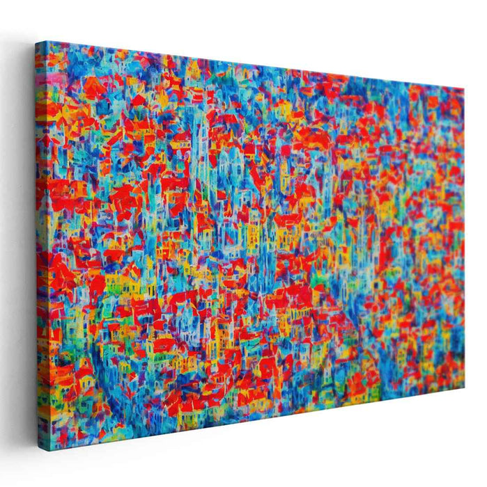 Urban Symmetry: Aerial Abstract Cityscape Canvas Art Print