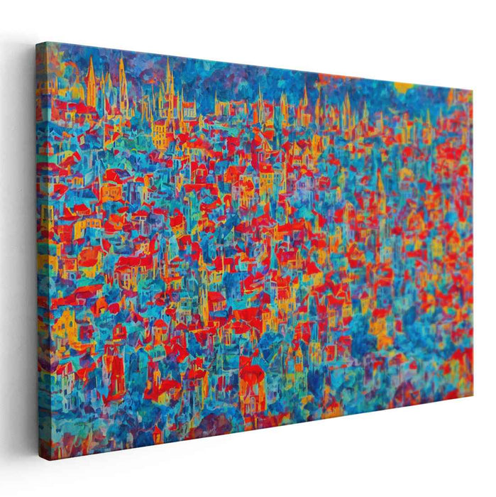 Crimson Cityscape: A Fauvist Explosion of Urban Charm Canvas Art