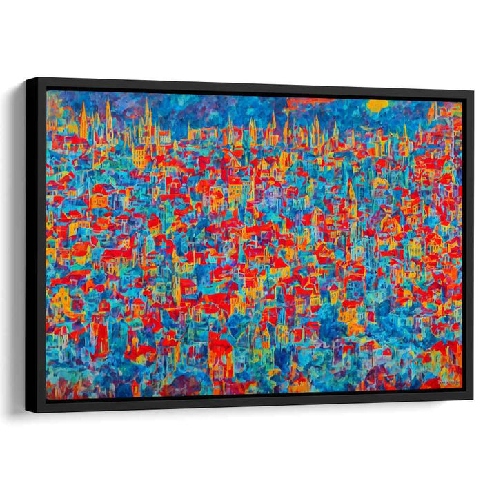Crimson Cityscape: A Fauvist Explosion of Urban Charm Canvas Art