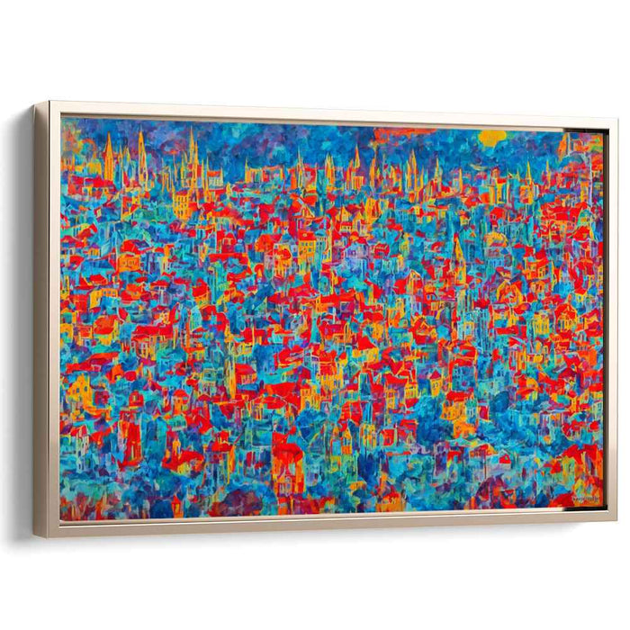 Crimson Cityscape: A Fauvist Explosion of Urban Charm Canvas Art