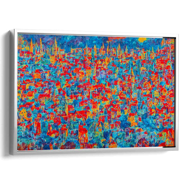 Crimson Cityscape: A Fauvist Explosion of Urban Charm Canvas Art
