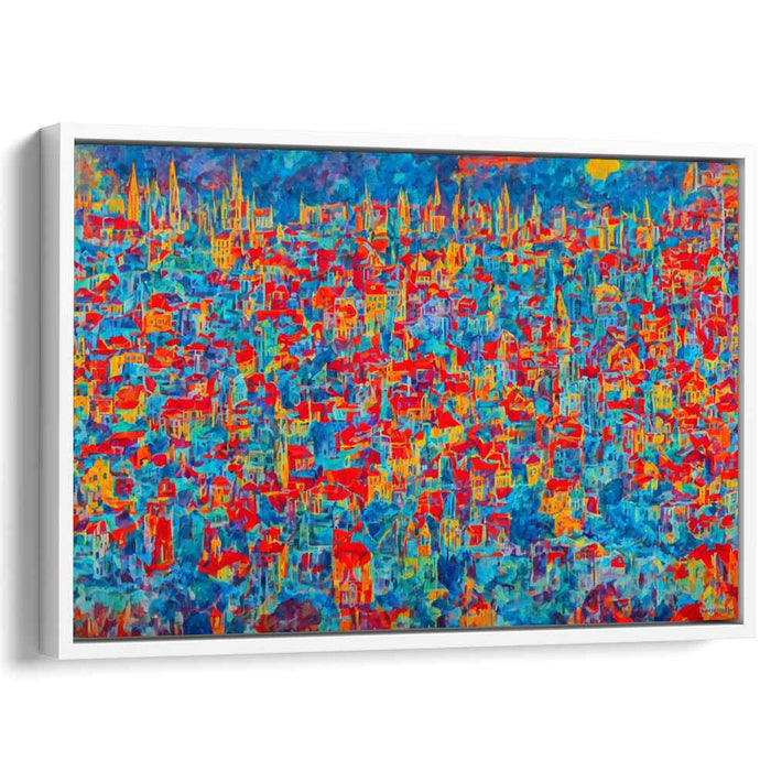 Crimson Cityscape: A Fauvist Explosion of Urban Charm Canvas Art