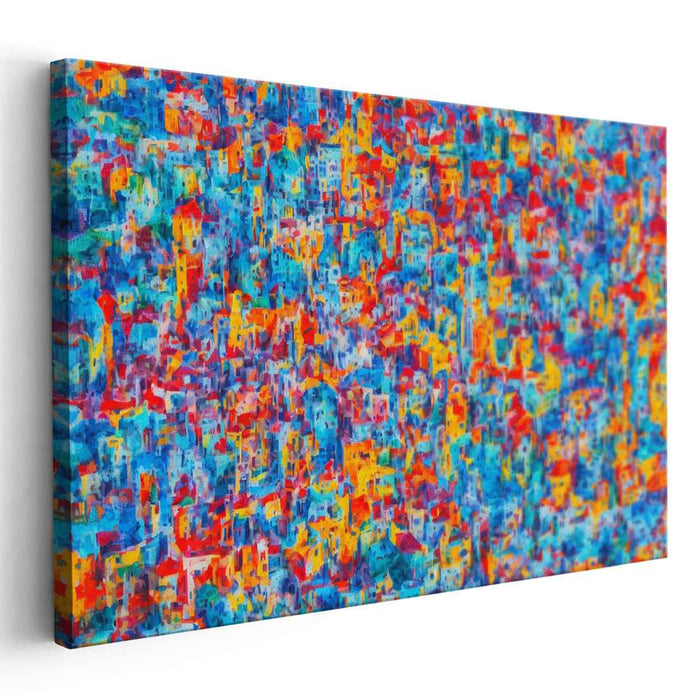 Cityscape Color Burst: Abstract Expressionist Urban Canvas Art Print