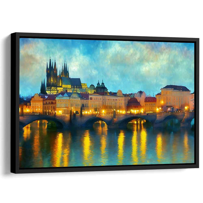 Bridge Arches Over Time: Historic Cathedral and Bridge Cityscape Canvas Art