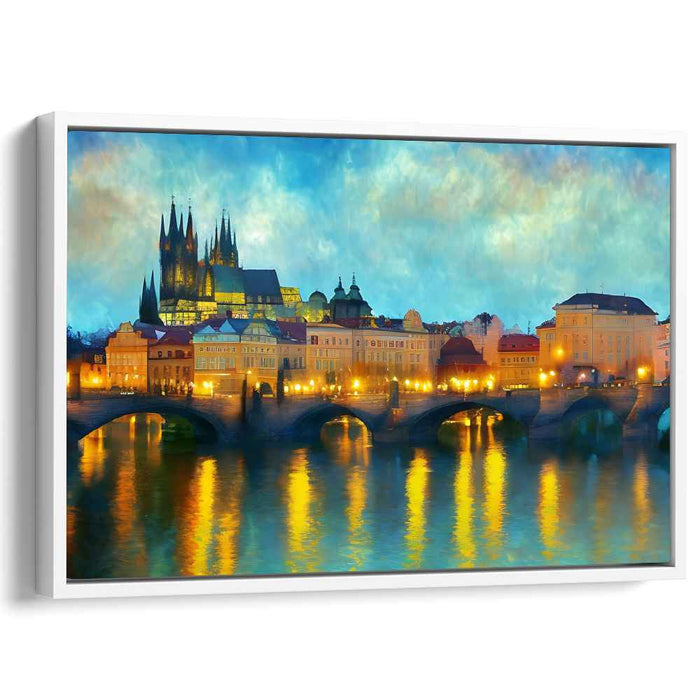 Bridge Arches Over Time: Historic Cathedral and Bridge Cityscape Canvas Art