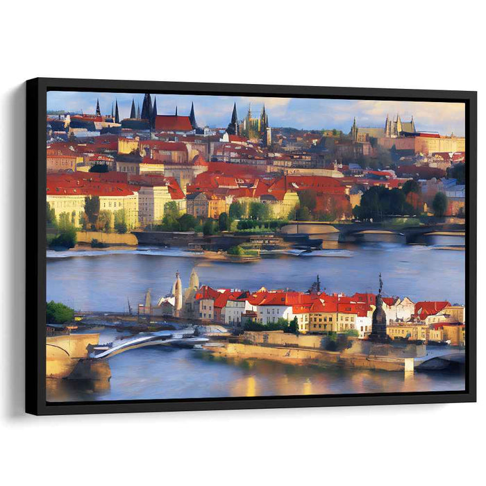 Cobblestone Charms: Impressionistic European Cityscape Canvas Art Print