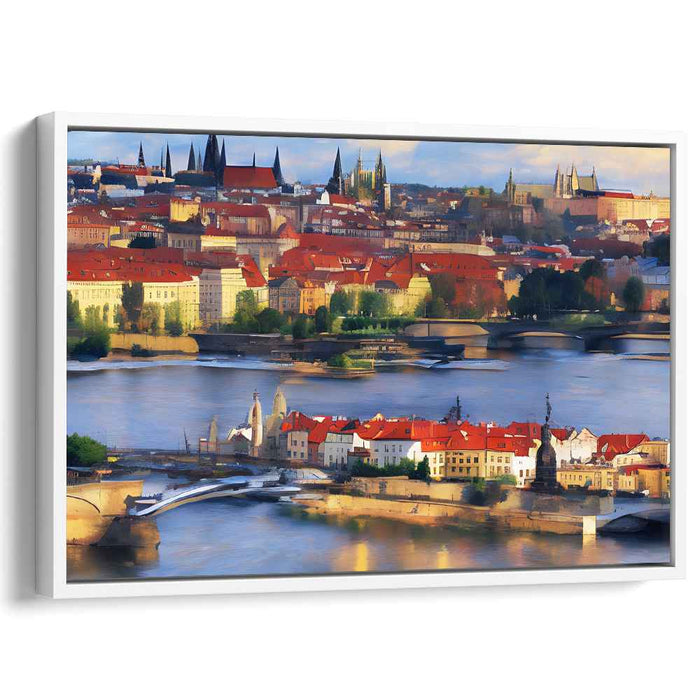 Cobblestone Charms: Impressionistic European Cityscape Canvas Art Print