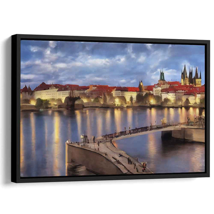 Gothic Frames of Love: Romantic Realist Cityscape with Gothic Architecture Canvas Art Print