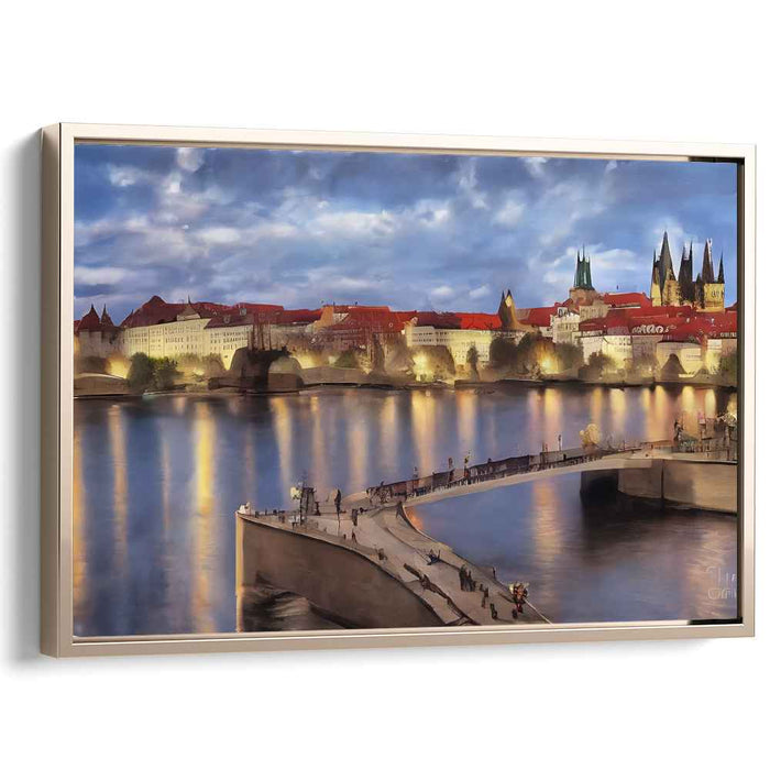 Gothic Frames of Love: Romantic Realist Cityscape with Gothic Architecture Canvas Art Print