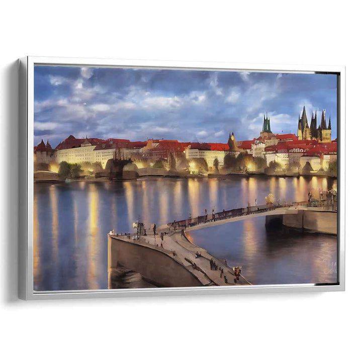 Gothic Frames of Love: Romantic Realist Cityscape with Gothic Architecture Canvas Art Print