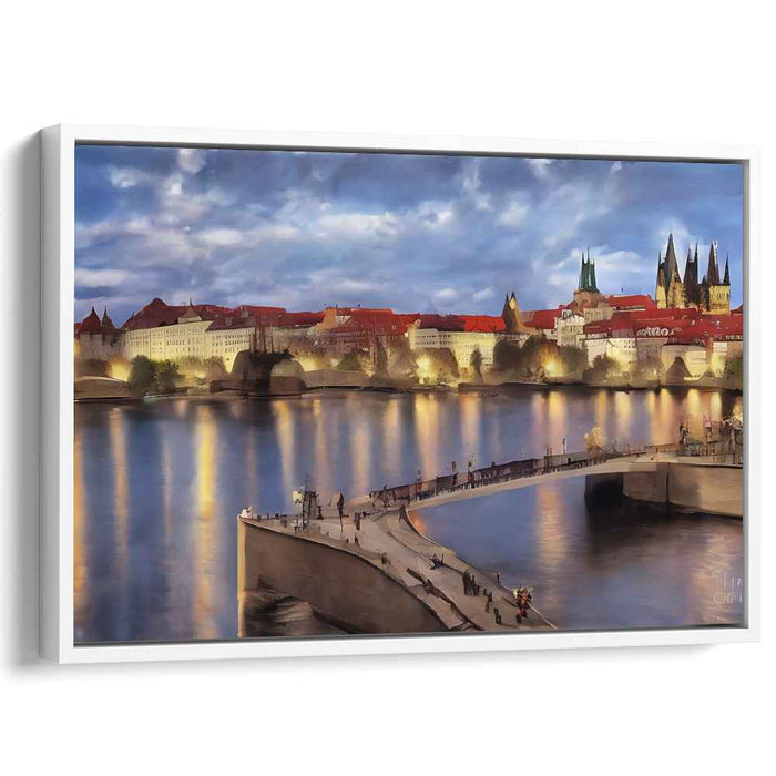 Gothic Frames of Love: Romantic Realist Cityscape with Gothic Architecture Canvas Art Print