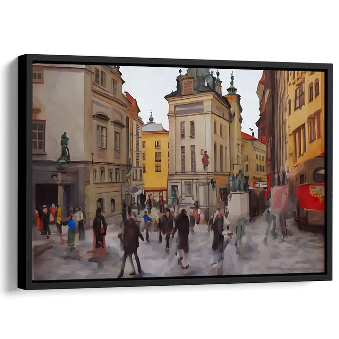 Urban Bustle: European Cityscape in Earth Tones