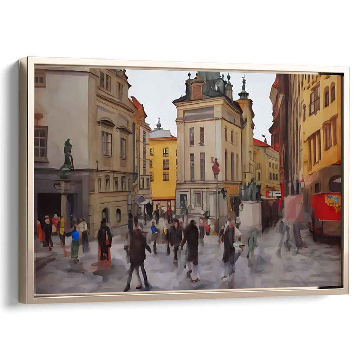 Urban Bustle: European Cityscape in Earth Tones